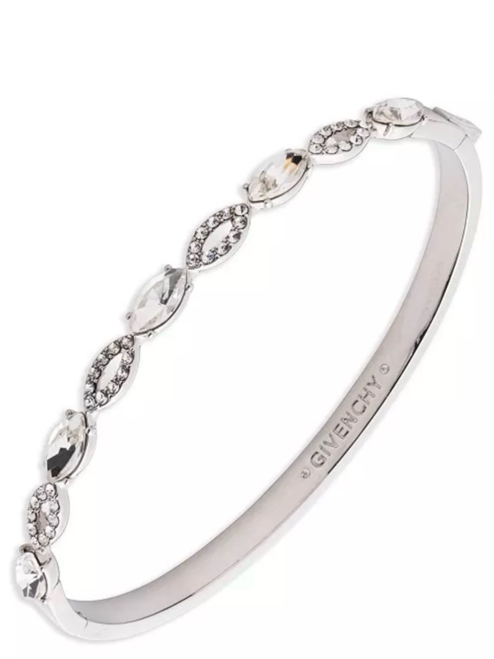 NWT! Givenchy Silver Tone Crystal Hinge Bracelet